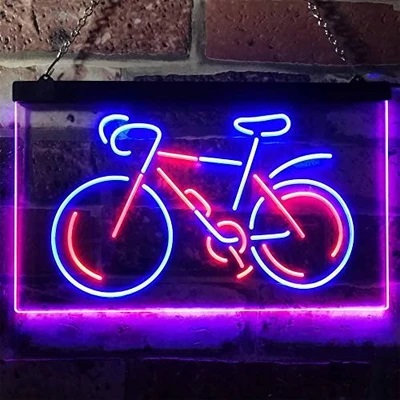 Bikes Bicycle Shop Dual LED Neon Light Sign